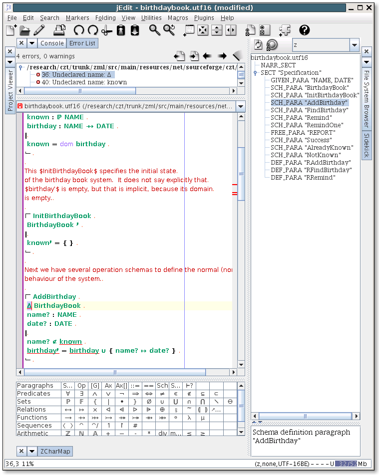 CZT Tools within JEdit