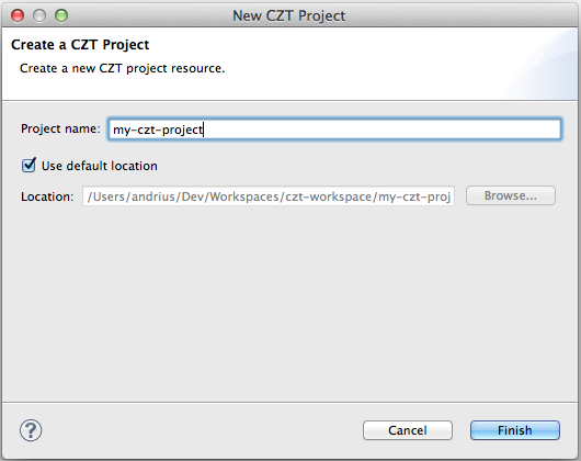New CZT project wizard