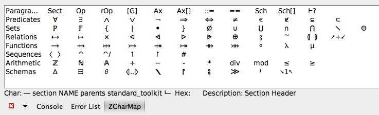 CZT ZCharMap palette for jEdit